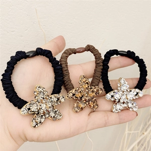 Lot d'élastiques à cheveux noirs et marrons avec motifs étoiles scintillantes en strass