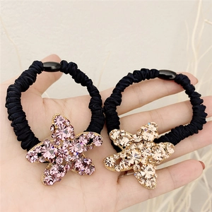 Élastiques à cheveux étoile de mer avec cristaux brillants et bandes noires extensibles