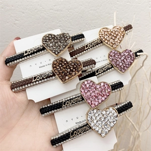 Rhinestone Heart Hair Clip Braided Rope Barrette Loveme Letter Alloy Side Clip Sweet Korean Style Hair Accessory For Women