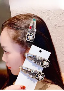 Détails de barrettes camélia vintage avec strass et perles d'imitation pour femmes