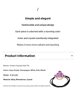 Infografica con dimensioni dell'elastico per capelli con corona e materiali in lega 3,8 cm