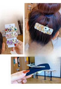 Détails de pinces à cheveux panda avec strass, perles et pince crocodile en métal