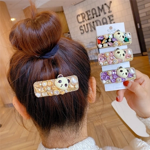 Lot de barrettes à cheveux ours baroque avec strass colorés et perles d'imitation