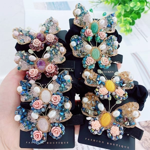 Baroque Vintage Papillon Pince À Cheveux Et Corde À Cheveux Ensemble Coquille Cristal Fleur Épingles À Cheveux Femme Mode Künstliche Perle Accessoires