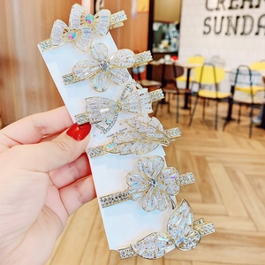 Koreanische Legierung Strass Blume Blatt Entenschnabel Haarklammer Elegante Glänzende Kristall Schleife Haarnadel Für Damen Haarschmuck