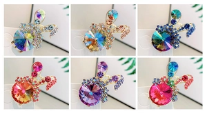 Sparkling crystal rabbit hair claw clip collection shown in six elegant gradient colors