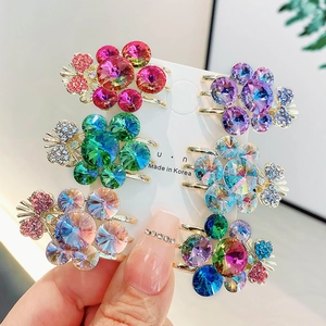 Korean Style Grape Rhinestone Hair Clip Elegant Alloy Crystal Flower Duckbill Clip Butterfly Side Clip For Women Accessories