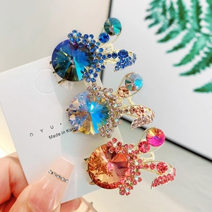 Elegant bunny crystal hair claw clips with rhinestones in blue, azure, and pink