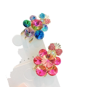 Sparkling rhinestone grape-shaped hair clips with colorful K9 glass crystals on metal base