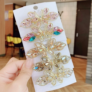 Pince à Cheveux Papillon de Style Coréen en Alliage Cristal Artificiel Strass Pince à Ressort Élégante Barrette Horizontale pour Femmes Accessoires de Mode