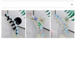 Confronto dettagliato di tre mollette per capelli a cuore con strass colorati brillanti