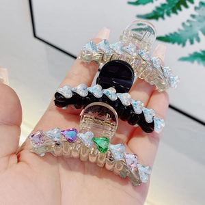 Pinza per Capelli Dopamina a Cuore con Strass per Donna Dolce Clip a Squalo in Acrilico Elegante Accessori Capelli