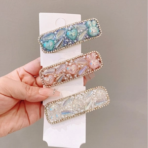 Korean Style Heart Bunny Rhinestone Hair Clip Elegant Crystal Faux Artificial Pearl Alloy Chain BB Clip For Women Girl Sweet Barrette
