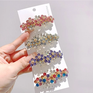 Fermaglio per Capelli a Molla con Fiori in Strass da Donna Accessori per Capelli in Lega Floreale Colorata Stile Coreano