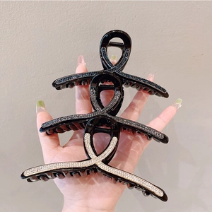 Grande Molletta per Capelli con Strass Elegante Fermaglio in Resina Design a Incrocio Antiscivolo Accessori per Capelli per Donna Uso Quotidiano Festa
