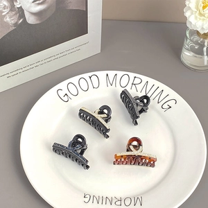 Minimalistische kleine Haarklammern mit Strasssteinen in Schwarz und Bernsteinharz-Optik