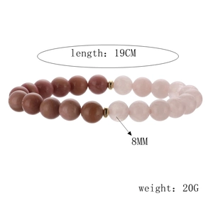 Vista detallada de pulsera de piedras naturales de 8mm con longitud de 19cm y peso de 20g
