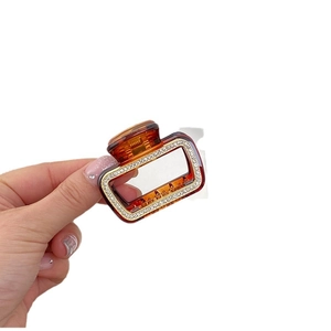 Pince à cheveux rectangulaire ambre élégante avec double rangée de cristaux brillants