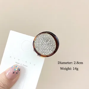 Mini pince à cheveux ronde en cristal scintillant de 2,8 cm pour une coiffure élégante
