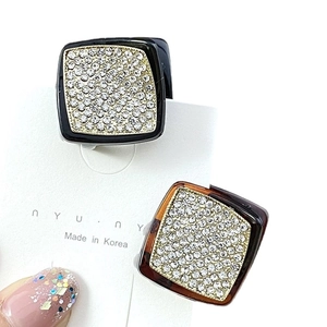 Ensemble de pinces à cheveux carrées à strass brillants avec finition dorée