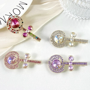 Koreaanse Stijl Legering Strass Lolly Haarclip Schattige Strik Eendenbek Clip Zoete Haaraccessoires Voor Dames
