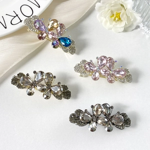 Pince à Cheveux Papillon en Alliage Coréen Avec Cristal Artificiel et Strass Pince à Ressort Papillon Accessoires de Cheveux Mode Femme