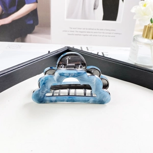 French style blue marble cloud claw clip for women with elegant wavy hair accessory design