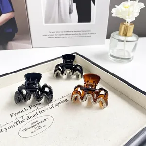 Wellen Strass Haarklammer Luxuriöse Koreanische Stil Harz Haarnadel Elegante Kleine Glänzende Haarschmuck Für Damen Party Hochzeit