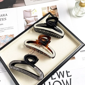 Grande Pinza per Capelli a Mezzaluna in Resina con Strass per Donna Capelli Folti Clip a Squalo Antiscivolo Accessori Eleganti