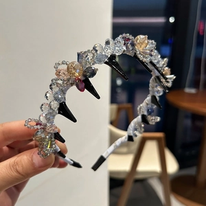 Luxus Künstlicher Kristall Perlen Haarreif Mit Spikes Handgefertigt Mode Anti-Rutsch Haarschmuck Für Damen