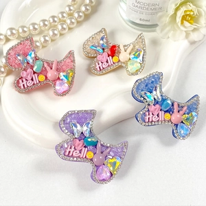 Pinces à Cheveux Mignonnes Chien Étoile Alliage Résine Strass Pinces Bec de Canard Douces Hello Lettre Épingles à Cheveux Accessoires de Mode