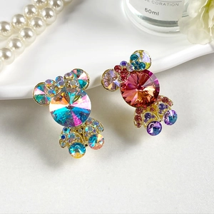 Paire exquise de pinces à cheveux en forme d'ours avec strass colorés en cristal K9