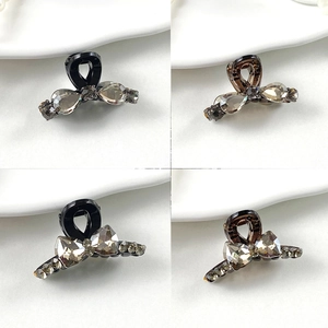 Barrette à Cheveux Élégante avec Nœud en Strass Petite Pince Crabe pour Femmes Pince à Frange Mode Accessoires en PC Durables
