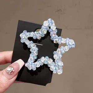 Barrette à cheveux étoile perlée en cristal étincelant pour femmes élégantes