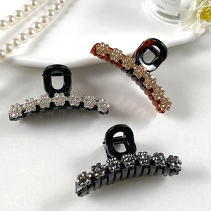 Elegante Strass Blume Haarklammer Legierung Acryl Funkelnde Shark Clip Für Damen Täglich Bankett Party Haarschmuck