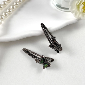 Fermagli per capelli gotici in lega con strass e design a farfalla verde smeraldo