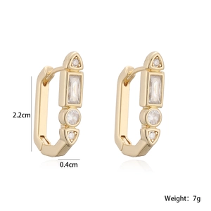Orecchini a cerchio geometrici placcati oro 18K con zirconi trasparenti 2.2cm x 0.4cm