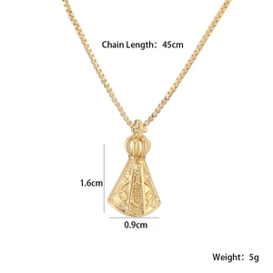 Religious 18K gold plated Our Lady of Aparecida crown pendant necklace for women