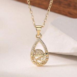 Luxury 18K gold plated sea turtle pendant necklace with sparkling cubic zirconia accents