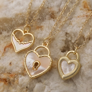 Collier Pendentif Cœur En Cuivre Plaqué Or 18K Pour Femmes Ras Du Cou Cœur En Nacre Blanche Minimaliste Bijoux Quotidiens