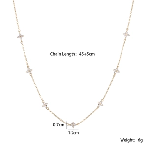 Detail view of 18K gold plated flower pendant necklace with dimensions and weight