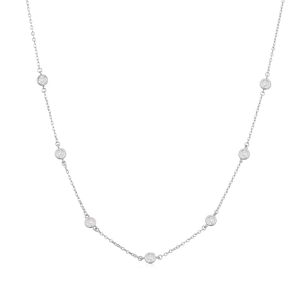 Elegant 18K gold plated necklace featuring seven bezel-set round sparkling cubic zirconia