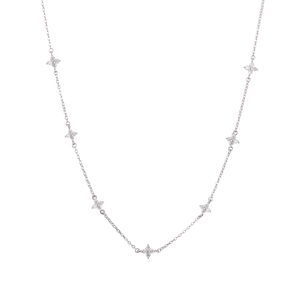 Minimalist 18K gold plated necklace with seven zircon flower pendants on a delicate chain