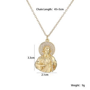 Collana con ciondolo San Giuda placcata oro 18 carati e zirconi scintillanti