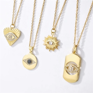 Collar de Colgante de Ojo Turco Corazón Libélula de Cobre Micro Strass Bañado en Oro Joyería de Mujer Estilo Ins