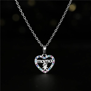 Kupfer Zirkonia Herz Mama Anhänger Halskette Mehrfarbiger Zirkonia Eingelegt Muttertag Schmuck Für Damen Gold Silber Vergoldet