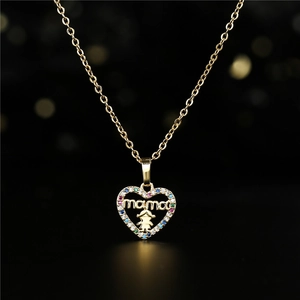 Kupfer Zirkonia Herz Mama Anhänger Halskette Mit Bunten Strasssteinen Muttertag Geschenk Für Damen Mädchen Schmuck