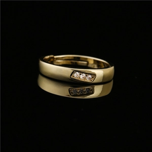 Minimalistisch 18K Vergoldeter Kupfer Offener Ring Damen Mode Mikro Eingelegter Zirkonia Verstellbarer Fingerring Schmuck