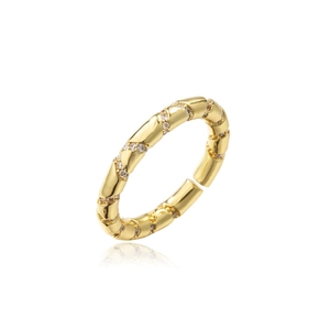 Bague en cuivre plaqué or 18 carats avec design en spirale et micro-pavage de zircones