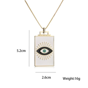 Fashionable rectangle evil eye pendant necklace with 5.2x2.6cm dimensions and 16g weight